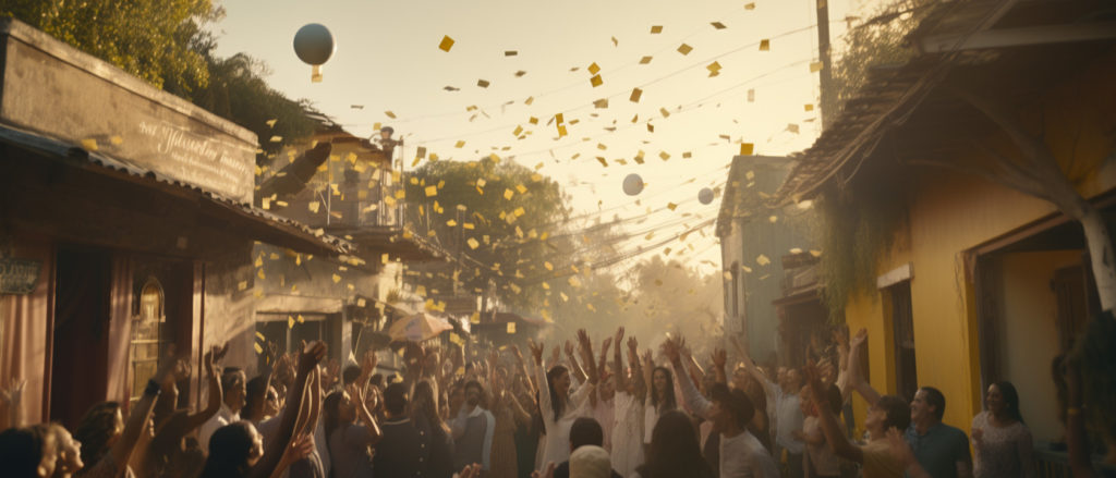 a community celebrating together